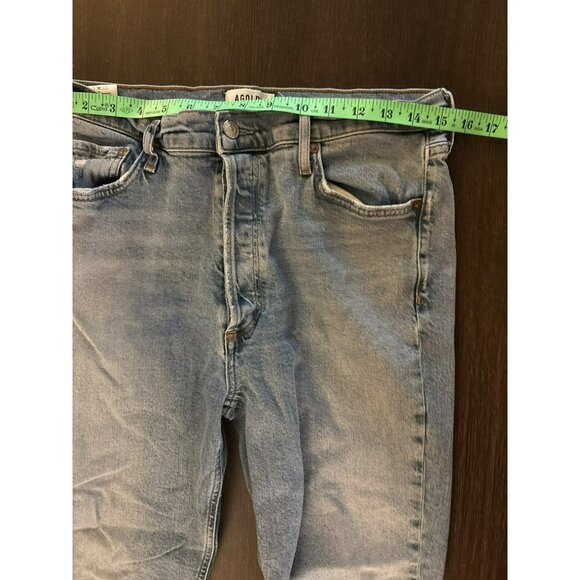 Agolde Nico Button-Fly  Distressed High-Waisted Straight-Leg Ankle Jeans Size 30 - Picture 7 of 9